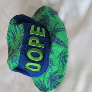 DOPE Kelly green and Blue bucket hat Lucky 7